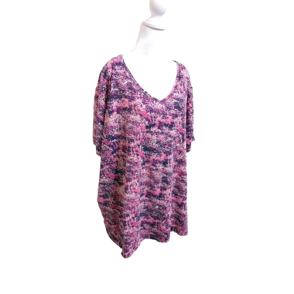 Catherine's Cotton relaxed fit abstract artsy art to wear neck colorful shirt 3X